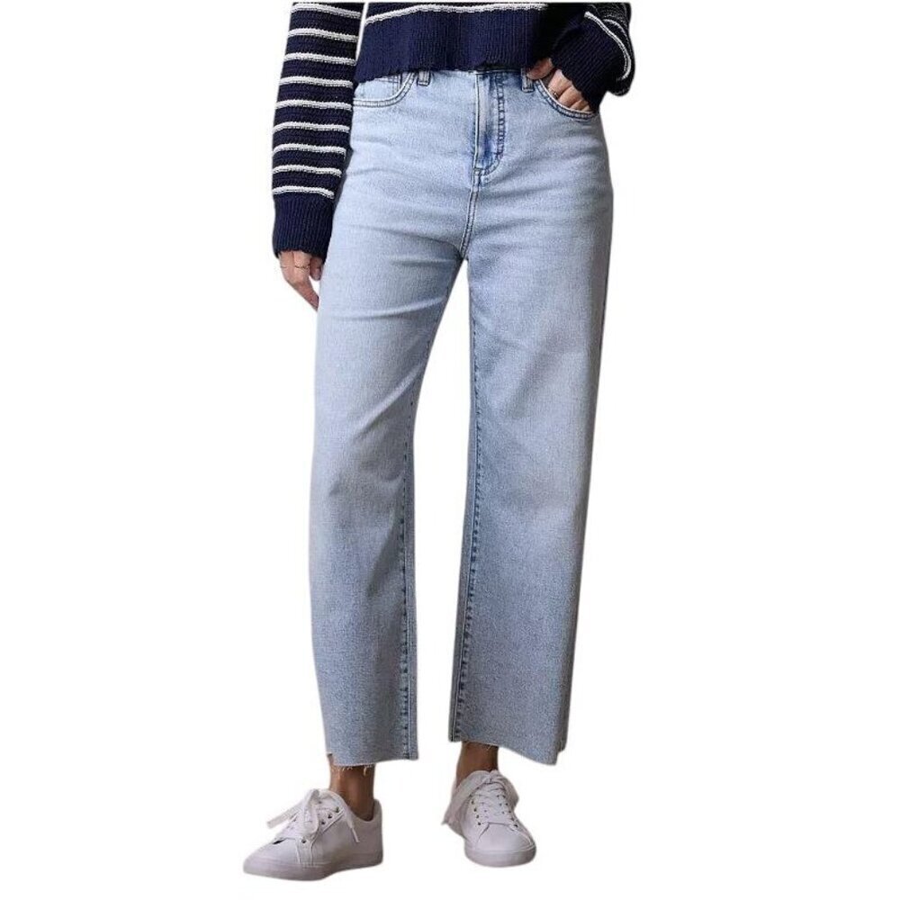 LC Lauren Conrad Womens High Rise Raw Hem Wide Leg Ankle Jeans Sz 14 New